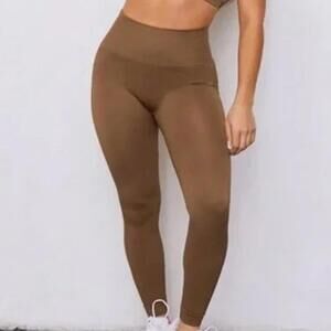 SET Active Sculptflex Brown High Waisted Seamless Leggings Size M 7/8